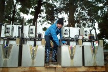 Laura Christianson at work on a denitrification bioreactor