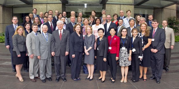Staff of East Asia and Pacific region Fulbright commissions and US diplomatic posts, the US Department of State and programme partner agencies at the regional meeting in Taiwan in March (photo: Fulbright Taiwan)