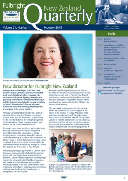 Fulbright New Zealand Quarterly, February 2015